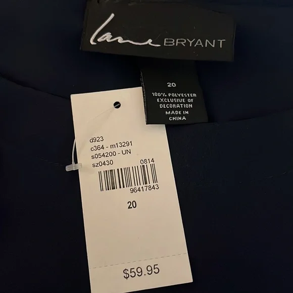 Lane Bryant blue blouse long sleeves with zipper & faux leather shoulder accents - Picture 4 of 4
